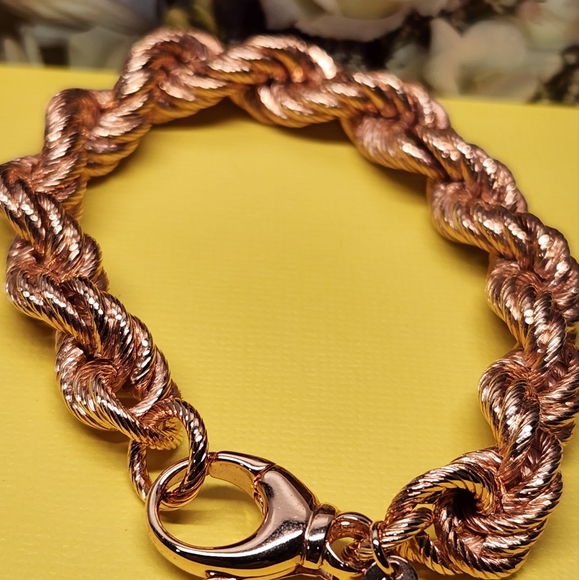 #2057, BRONZO ITALY, BRONZE MILOR ITALY ROPE BRACELET 8" ROSE TONE - Picture 8 of 8